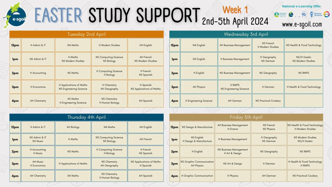 Week 1 Timetable