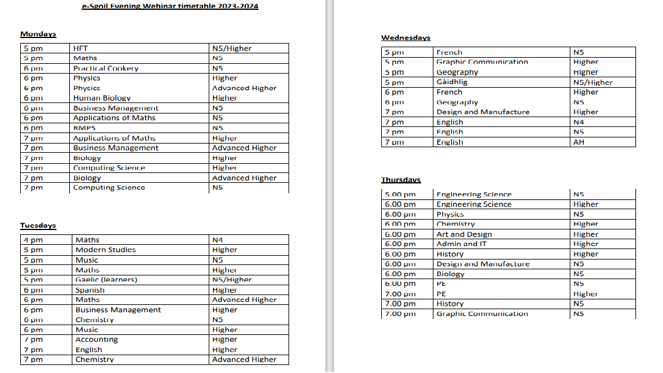 Master Timetable (Accessible)